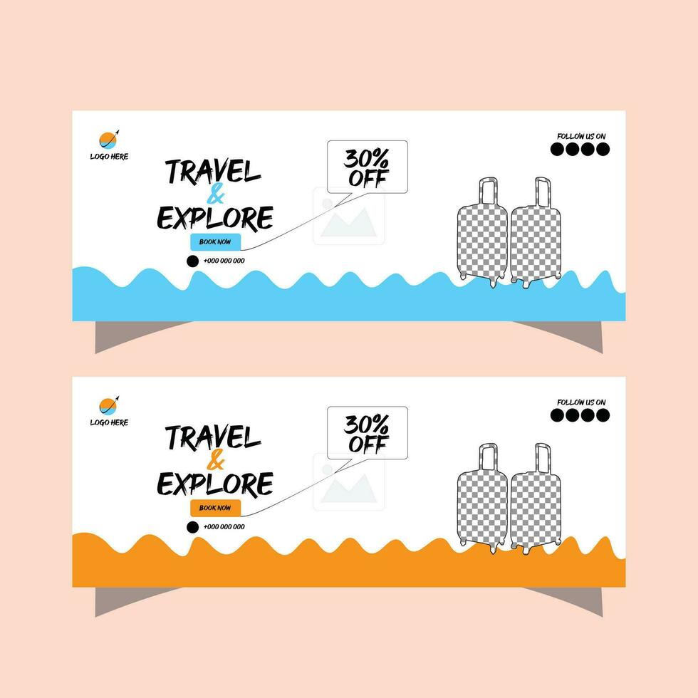 Travel Web Banner Template Design vector