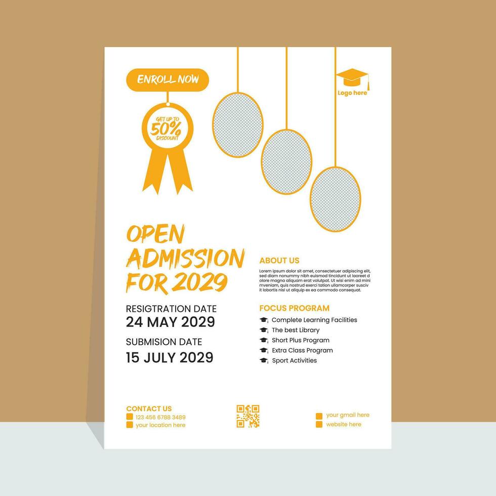 School Admission Flyer Template Design vector