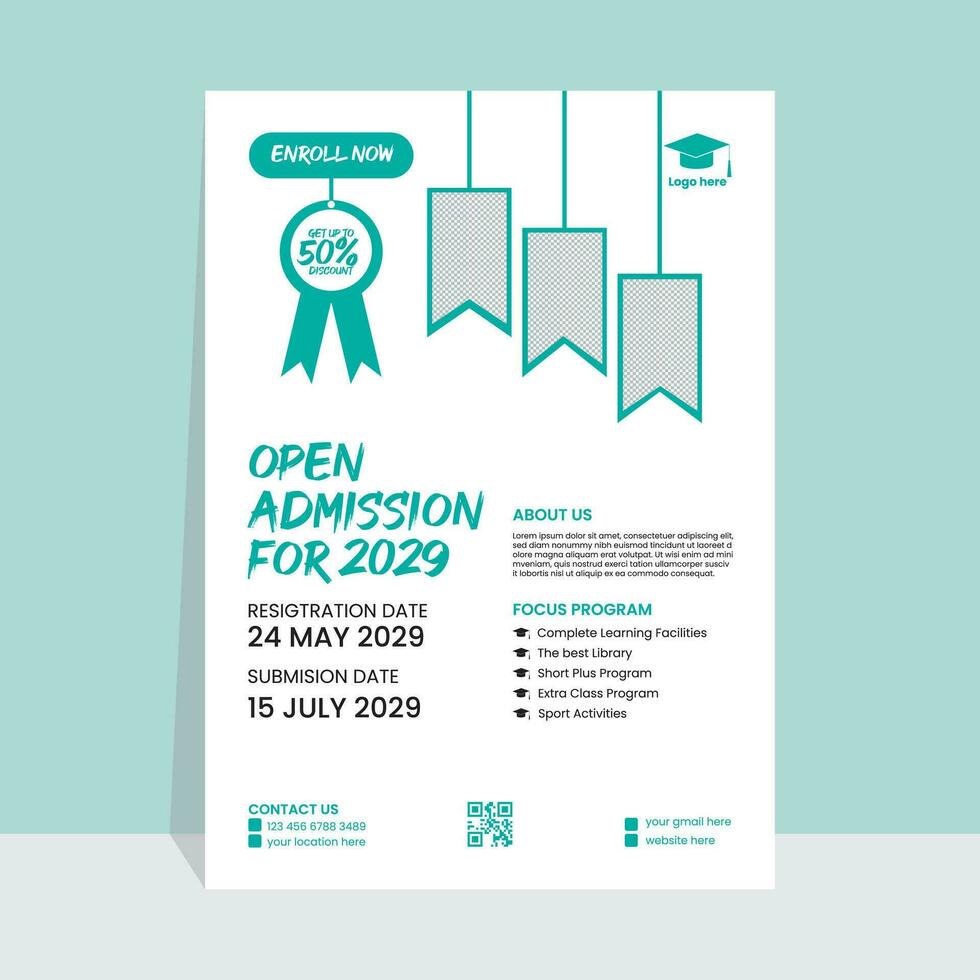 School Admission Flyer Template Design vector