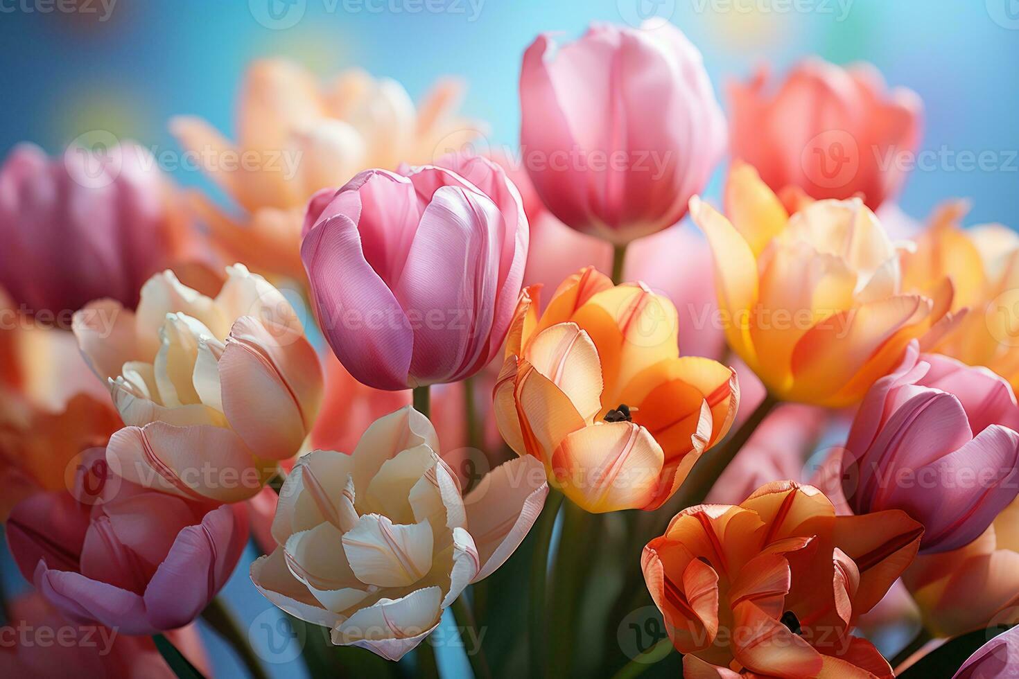 AI generated Tulip ensemble sunlit floral, spring session photos
