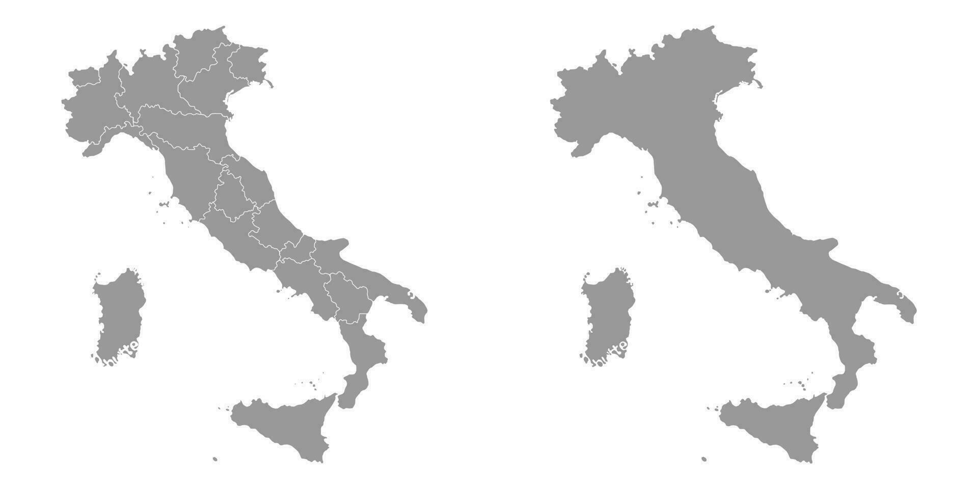 Italia gris mapa con región fronteras vector ilustración.