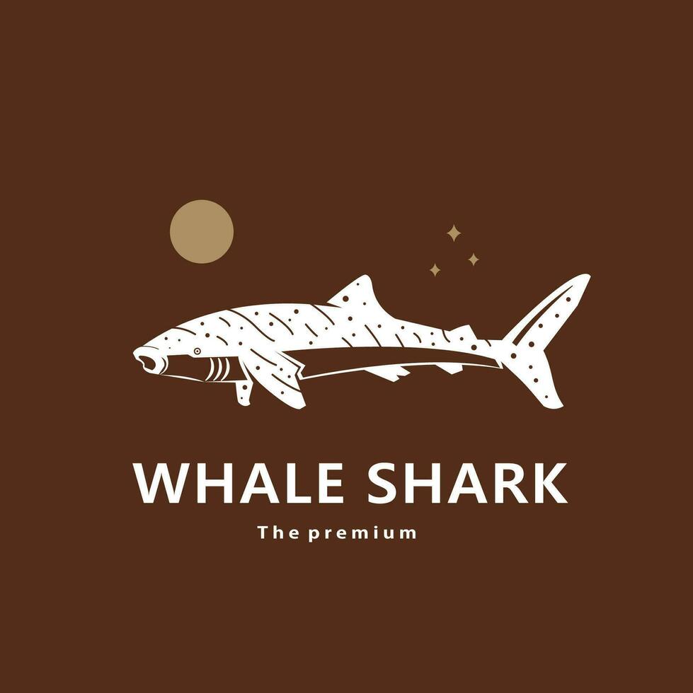 animal ballena tiburón natural logo vector icono silueta retro hipster