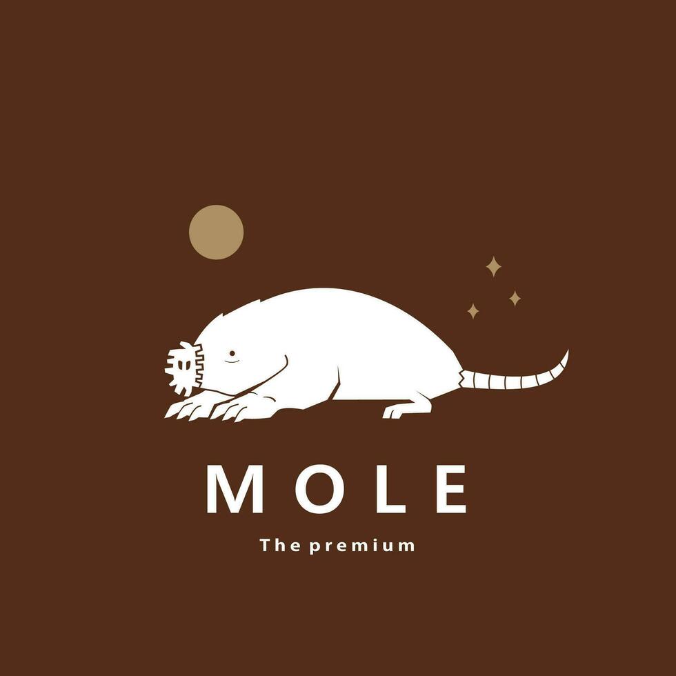 animal mole natural logo vector icon silhouette retro hipster