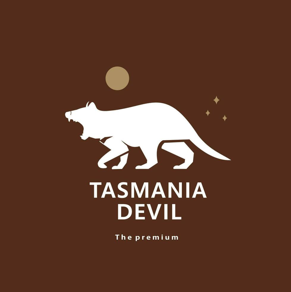 animal tasmania diablo natural logo vector icono silueta retro hipster