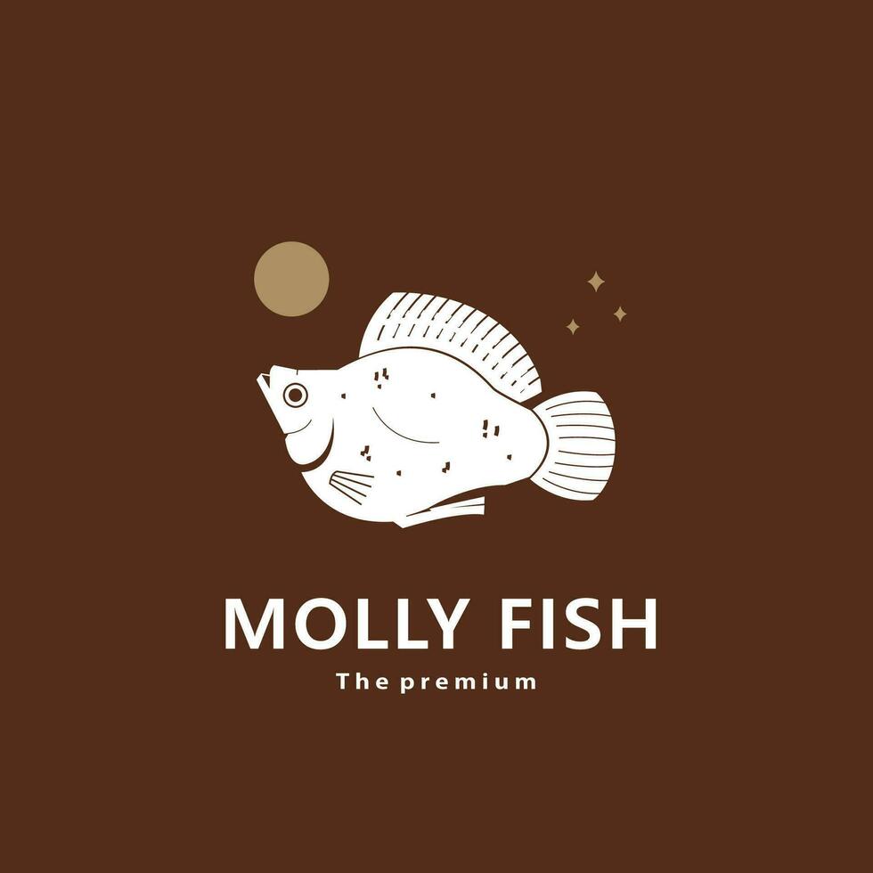 animal muchacha pescado natural logo vector icono silueta retro hipster