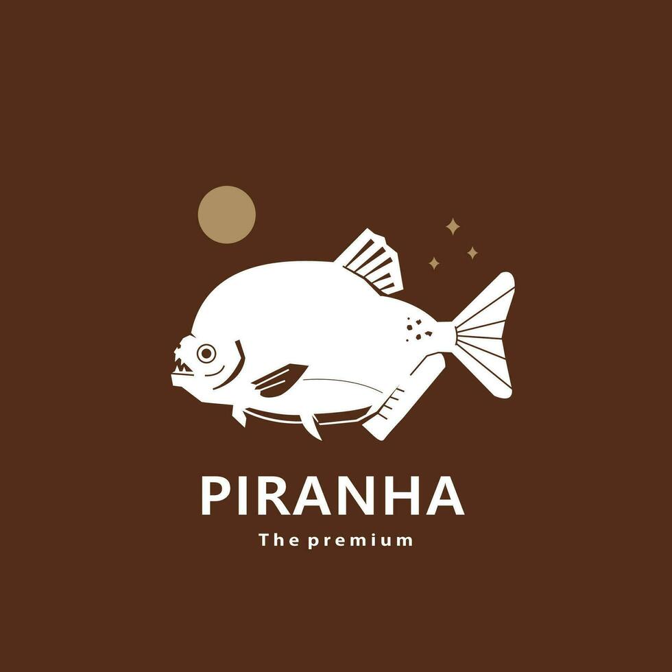 animal piranha natural logo vector icon silhouette retro hipster