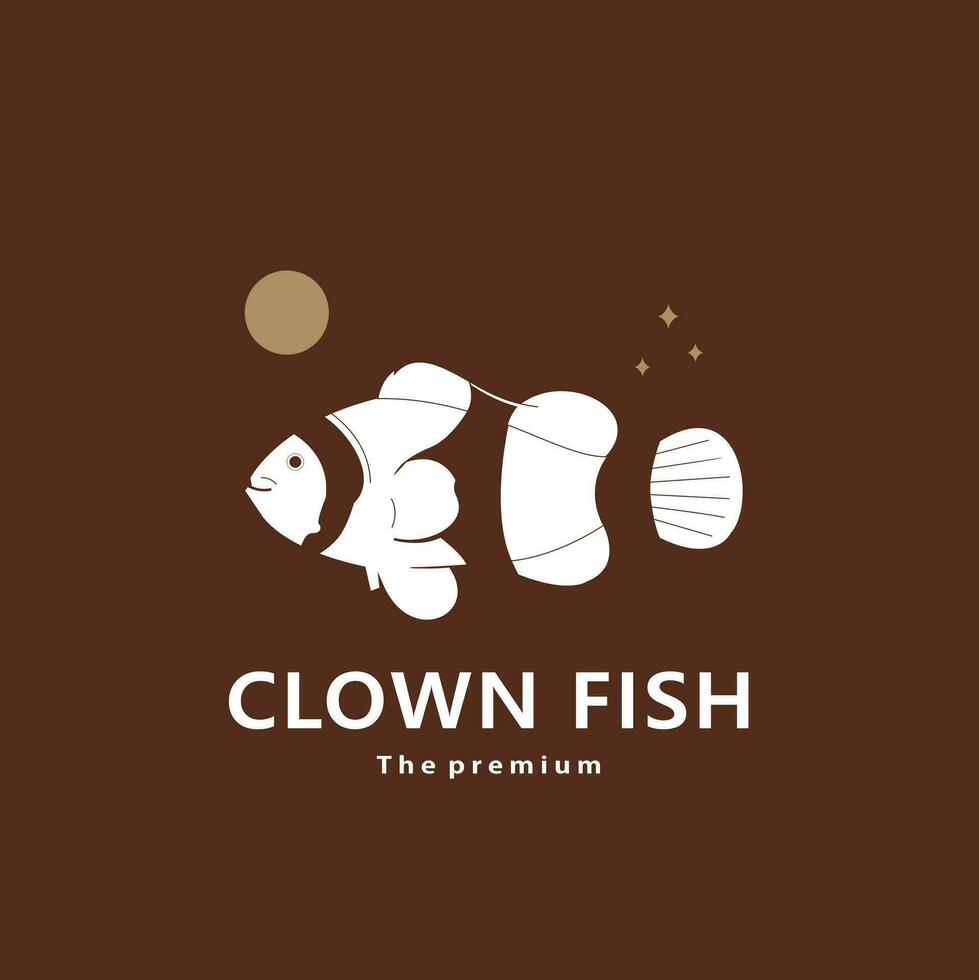 animal payaso pescado natural logo vector icono silueta retro hipster