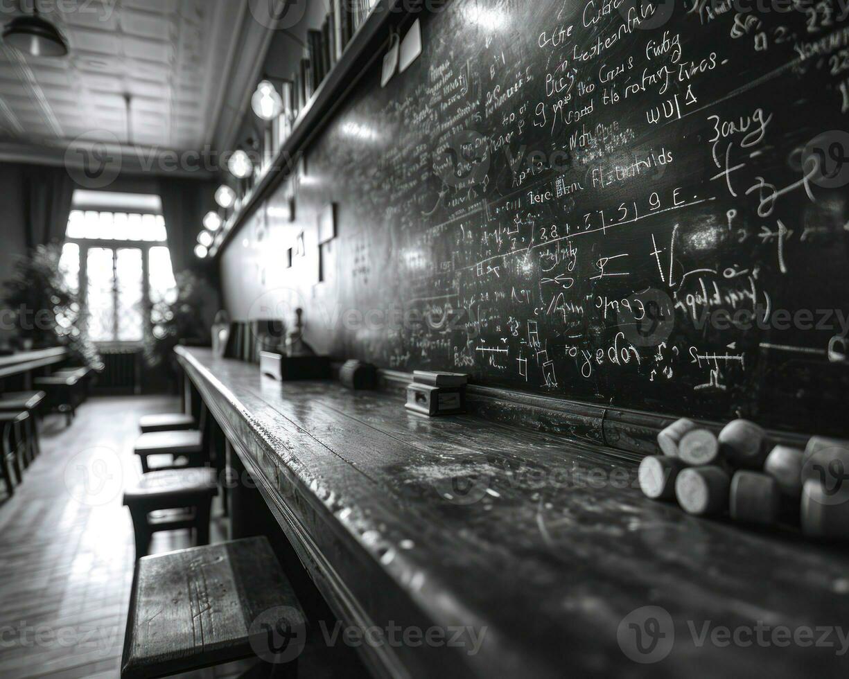 AI generated Chalkboard displaying an array of symbols and information, educational photo