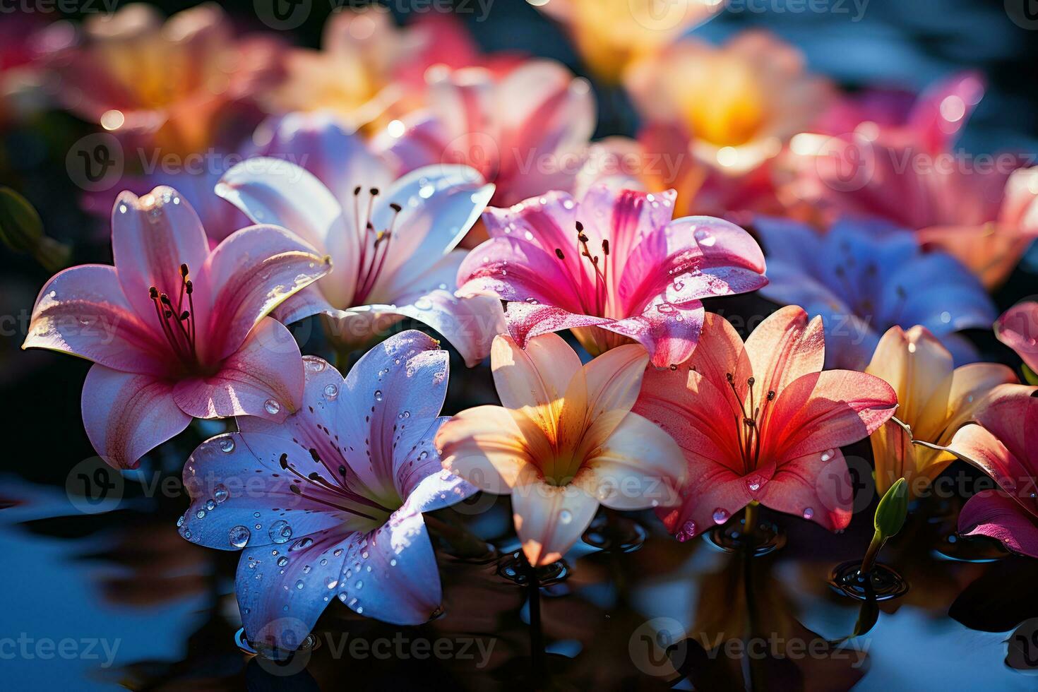 AI generated Enhancing lily reflections with polarization, spring session photos