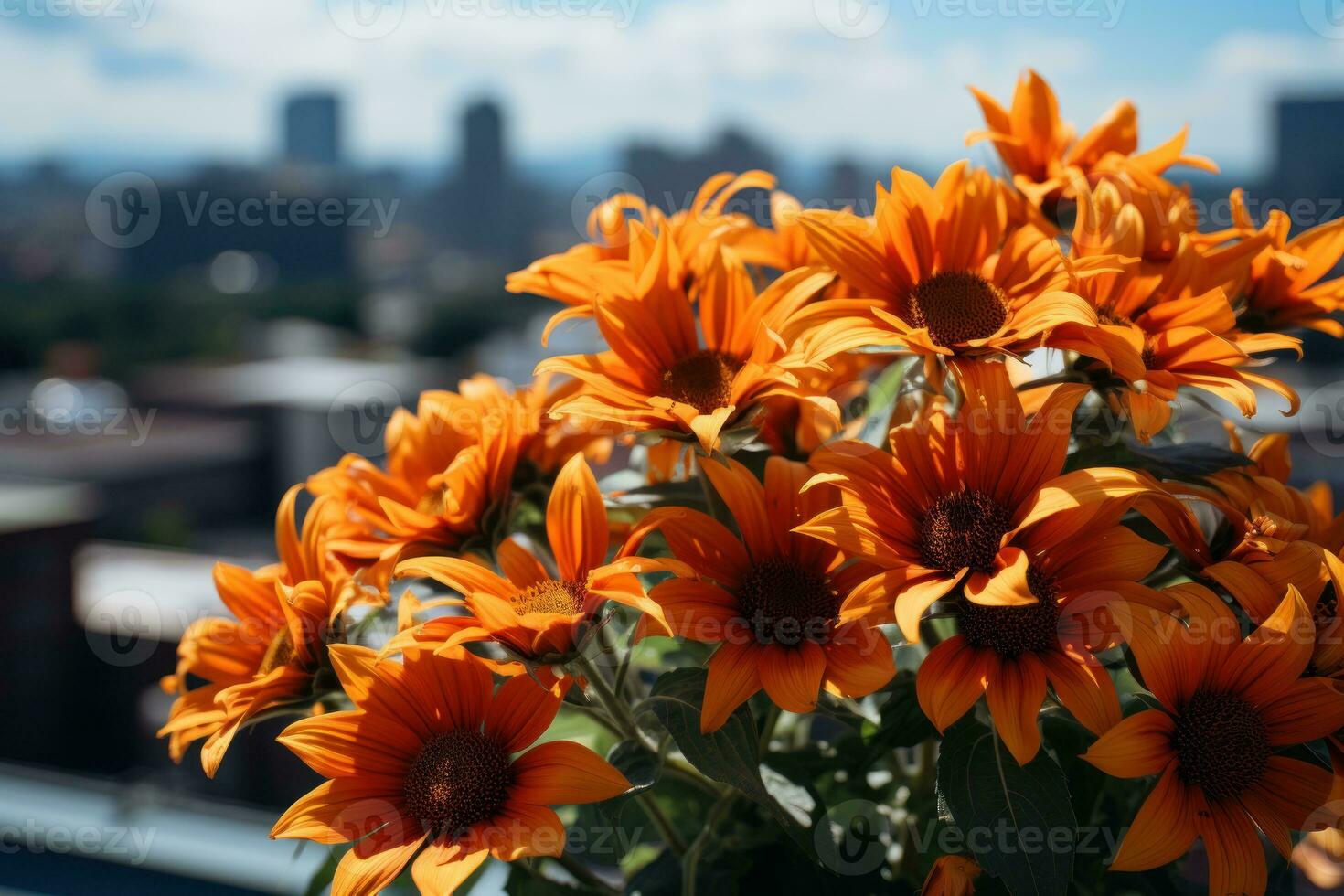 AI generated Skylines sunflowers reimagining urban landscape, spring session photos