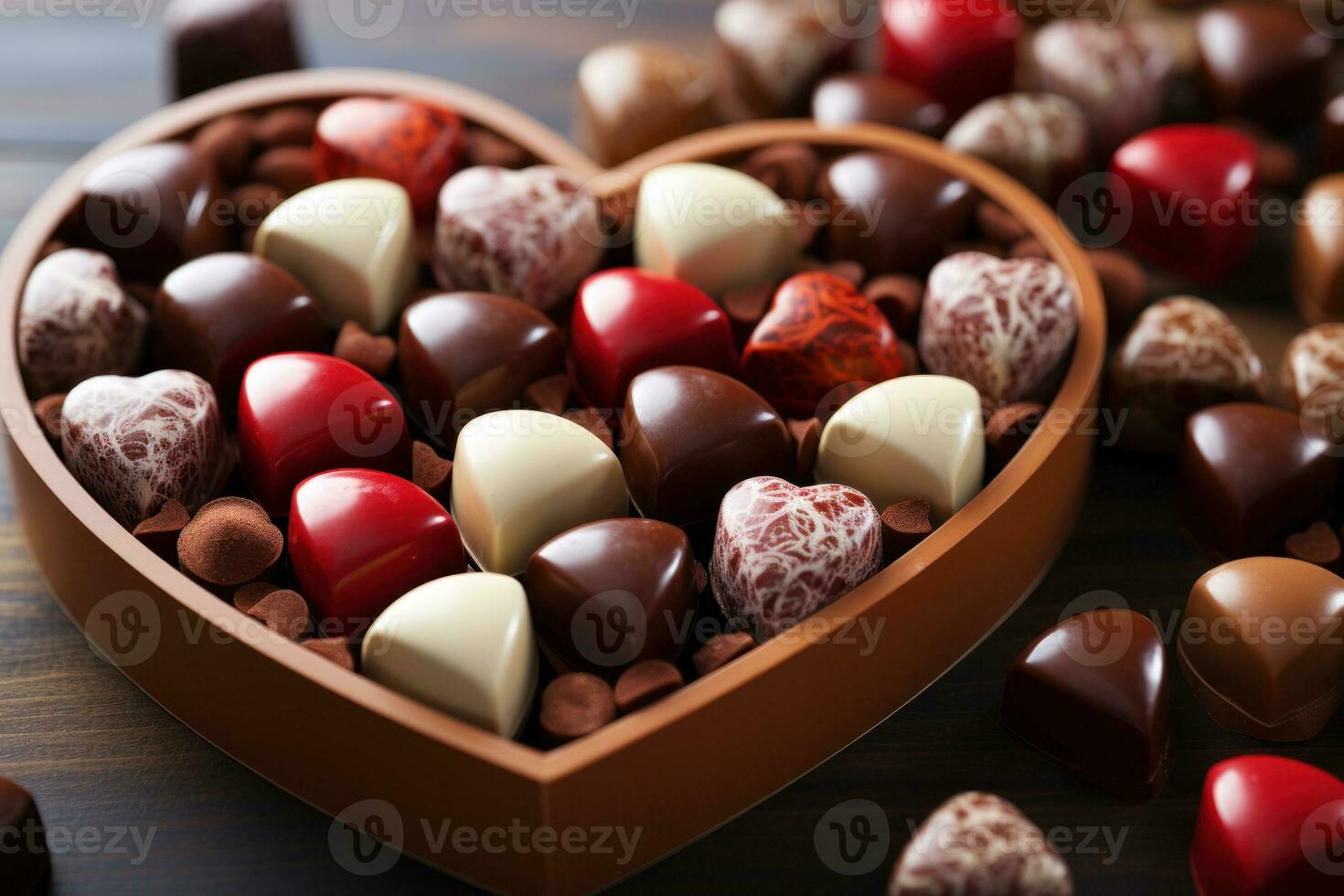 AI generated Heart chocolates forming a puzzle reflecting the beauty of love, valentine, dating and love proposal image photo