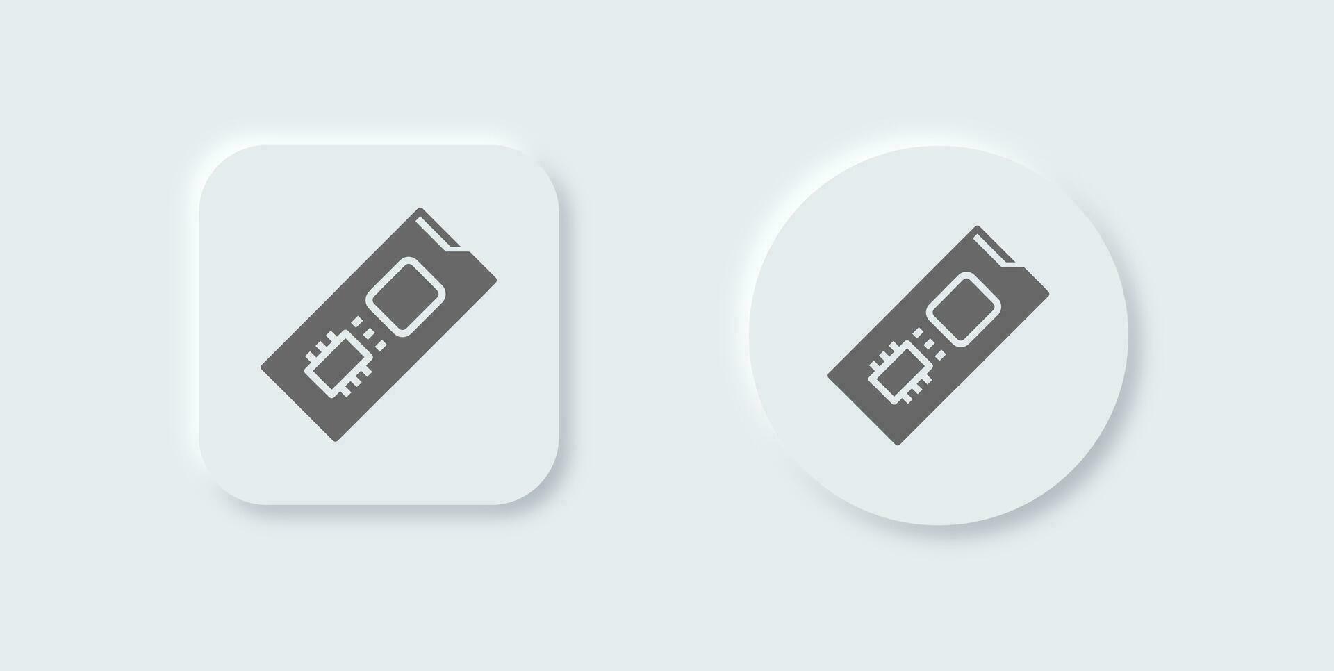 Ssd solid icon in neomorphic design style. Drive signs vector illustration.