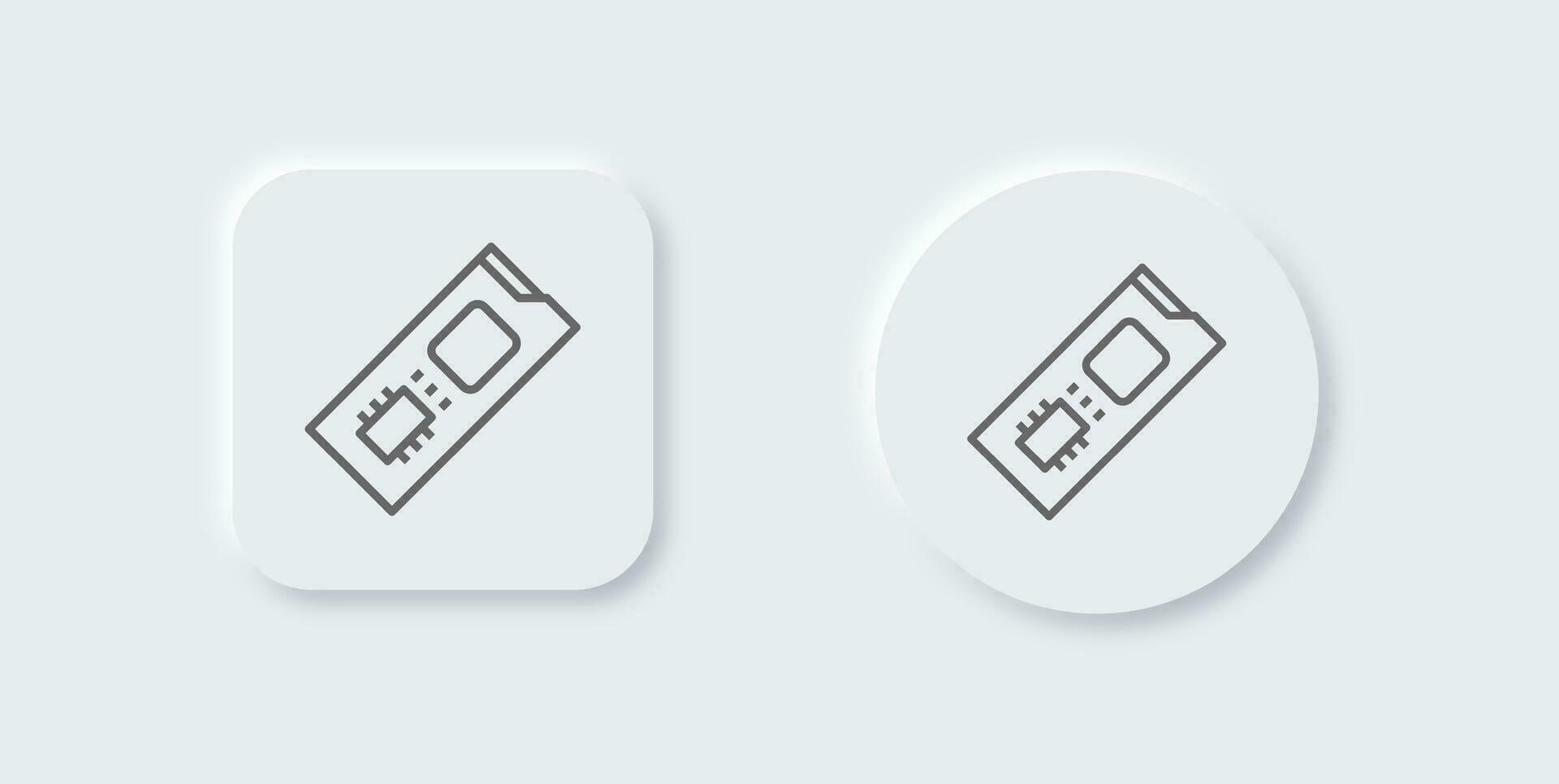 Ssd line icon in neomorphic design style. Drive signs vector illustration.