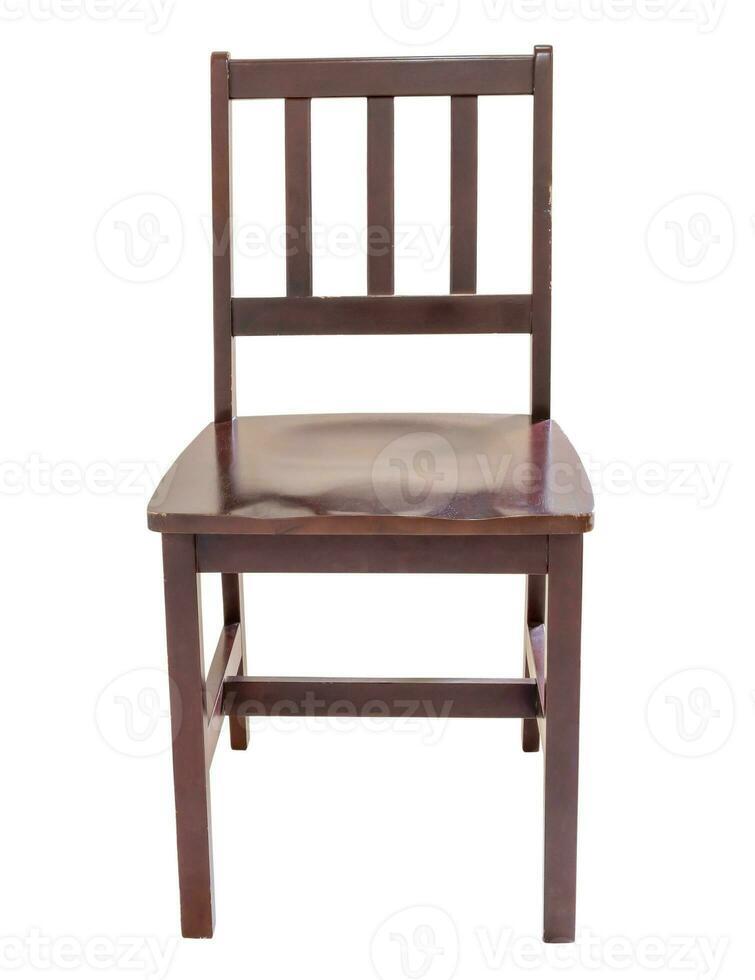 Dark brown wooden chair for child sitting to study in school isolated on white background with clipping path photo