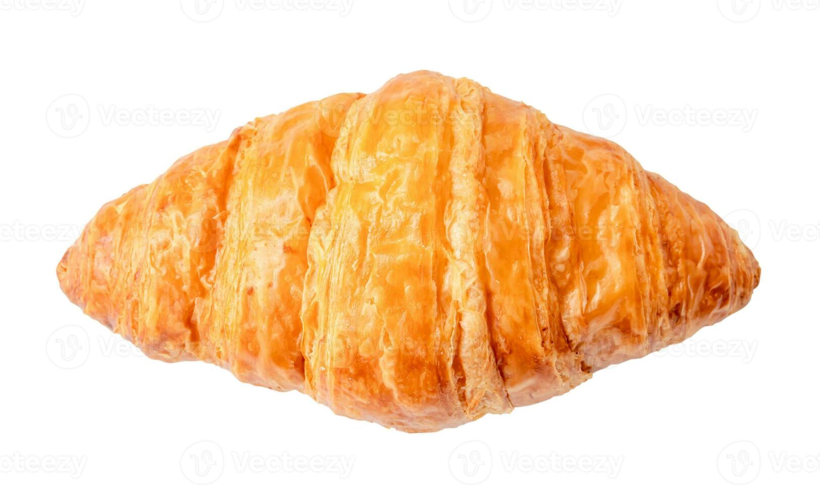 Top view of delicious croissant isolated on white background with clipping path photo