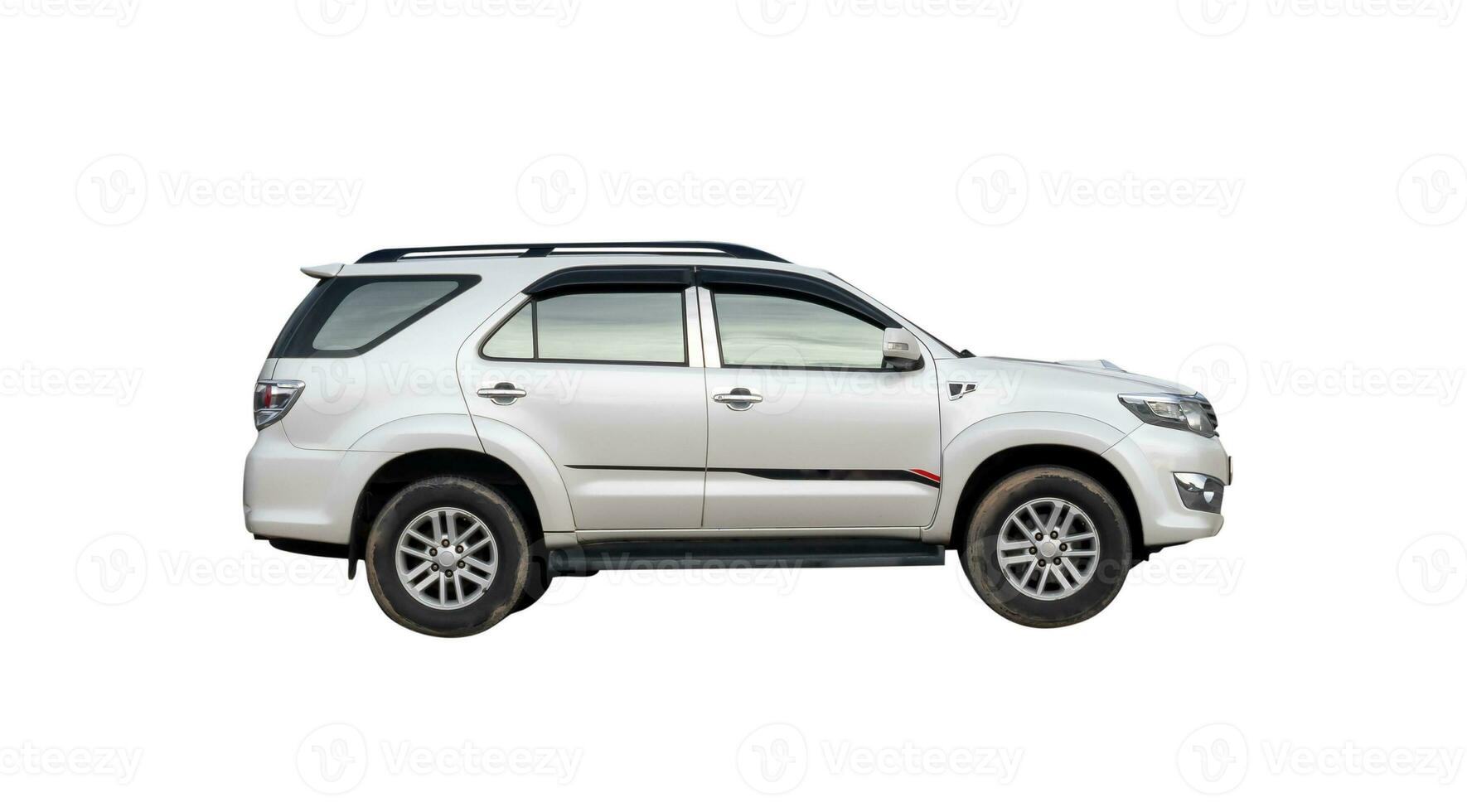 Luxurious white SUV car isolated on white background with clipping path. photo