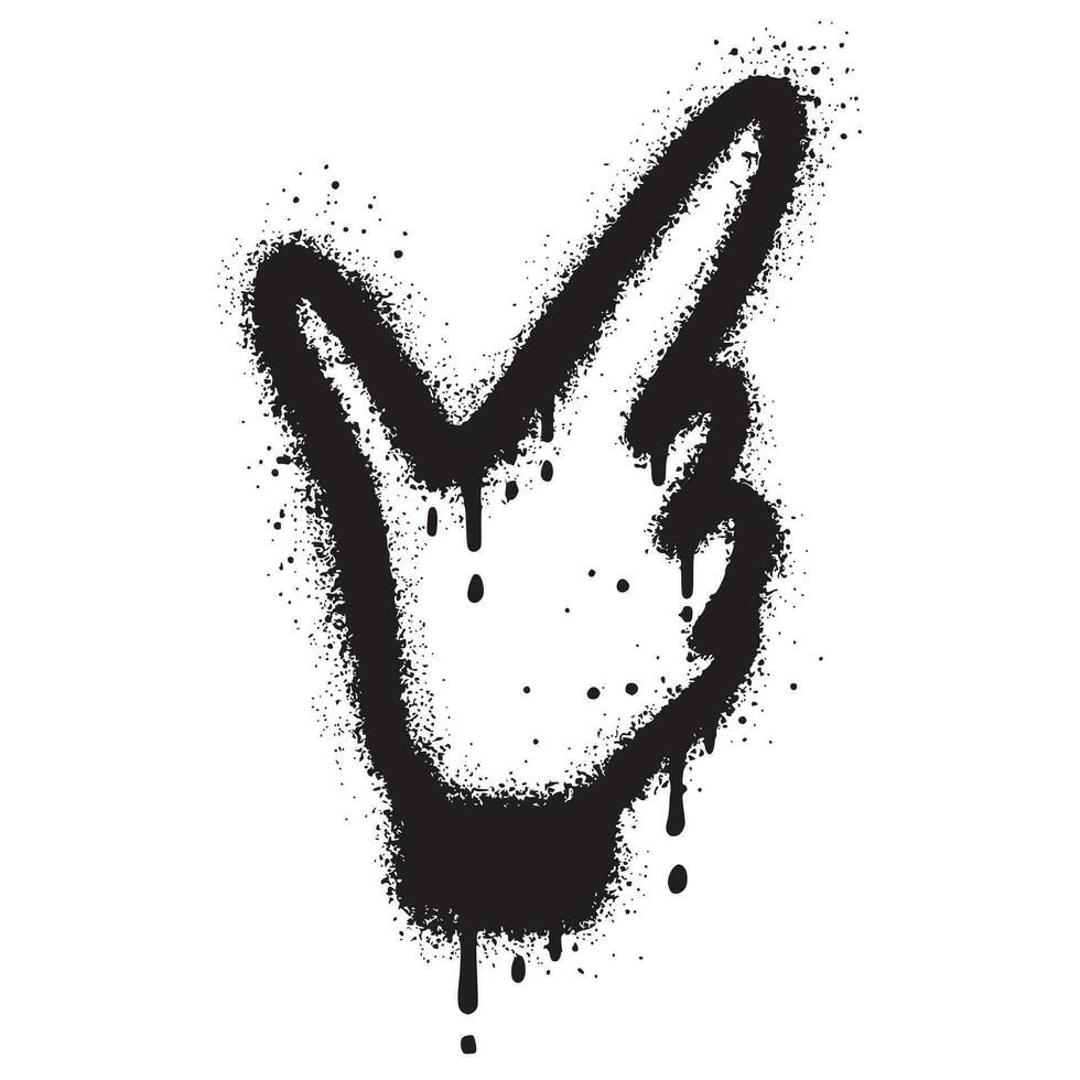 graffiti Hand finger pointing icon sprayed in black over white. vector