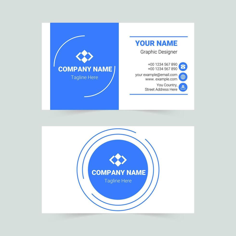 Blue modern business card template vector