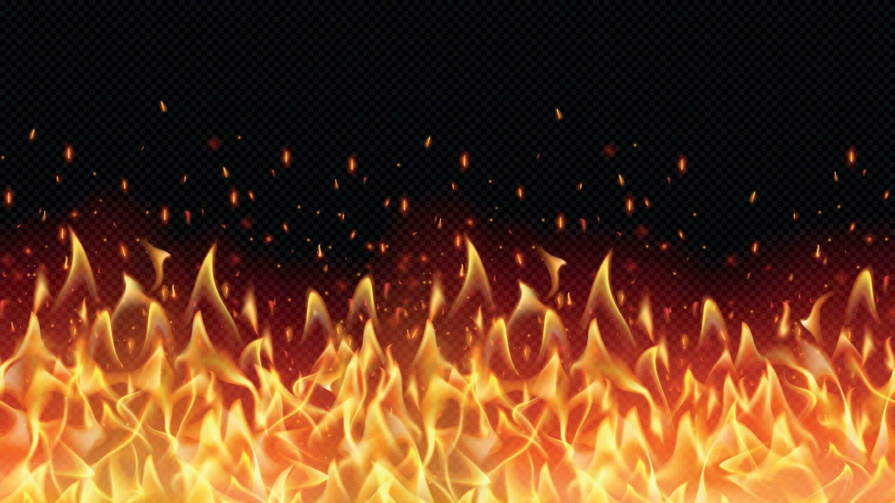 Seamless realistic fire border, flame warm design vector