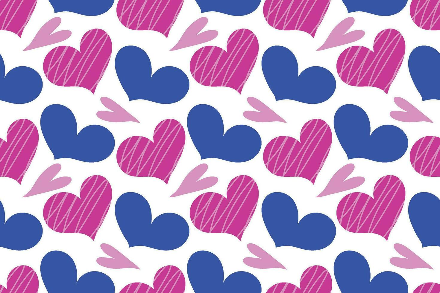 Seamless valentine's day pattern. Pink and blue abstract hearts for your design vector