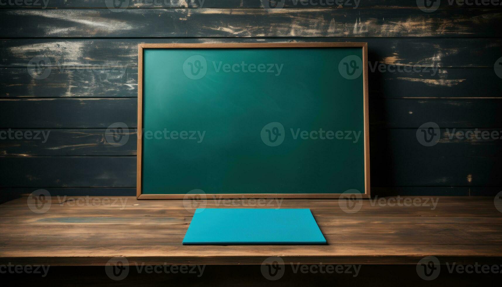 AI generated Blackboard and notebook in a school setting, educational picture photo