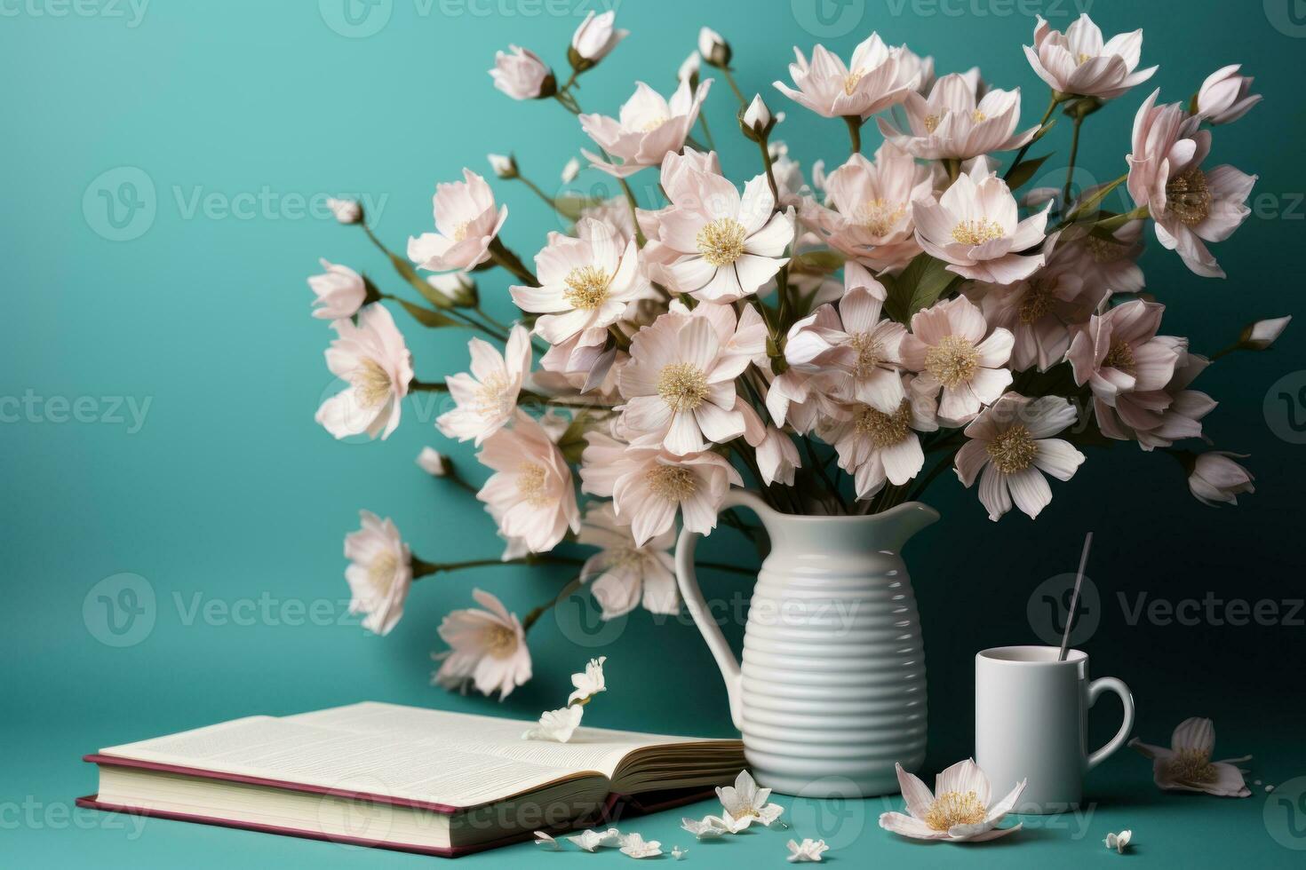 AI generated Bright flowers and a notebook expressing gratitude on teachers day a thoughtful gesture to honor and thank teachers for their dedication and hard work, educational photo