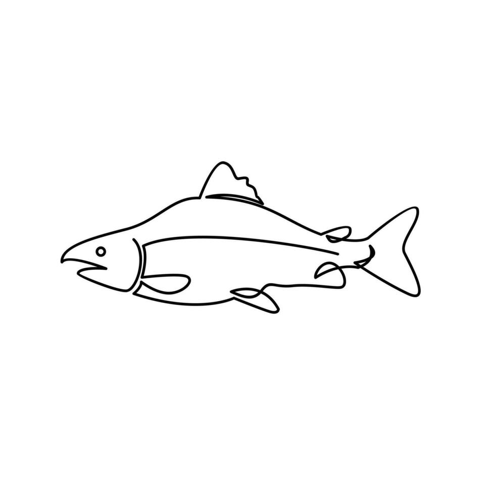 Salmon Fish single continuous illustration vector