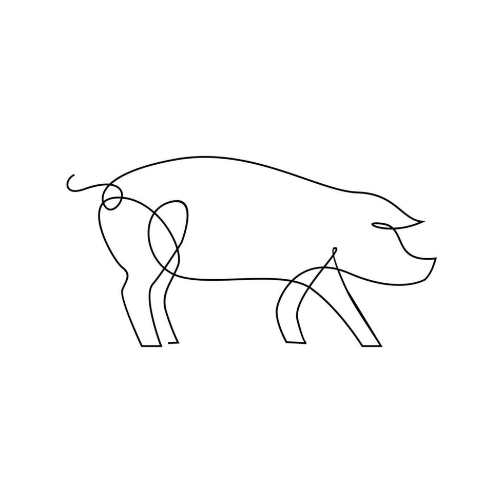 Pig single line illustration drawing vector