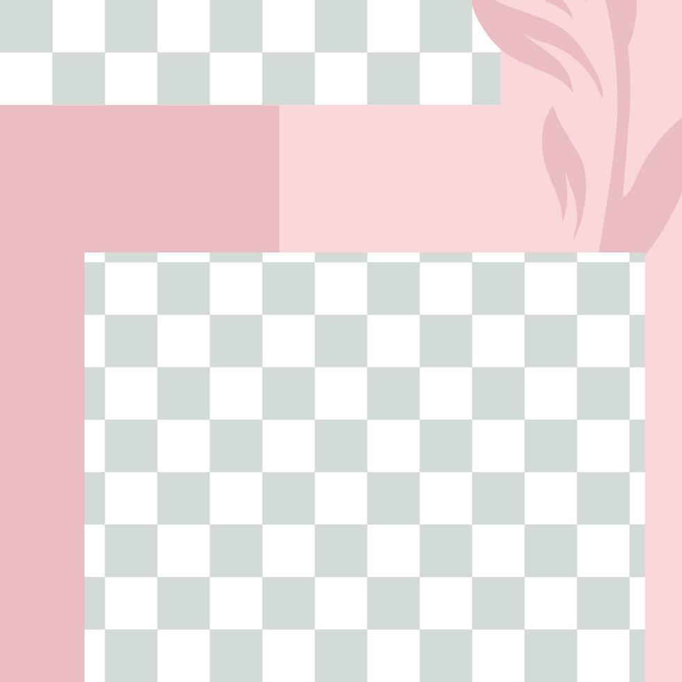 Pink floral post. Cute abstract social media post vector