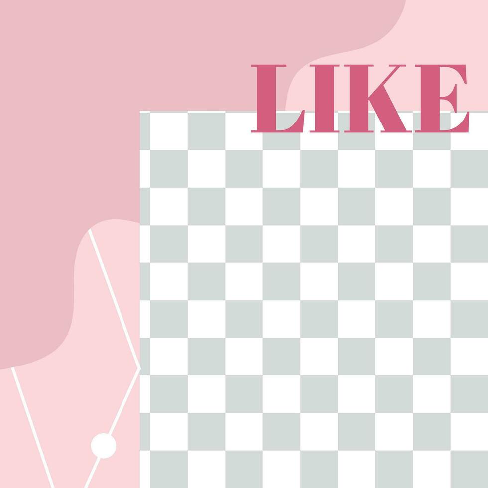 Pink floral post. Cute abstract like social media post template vector