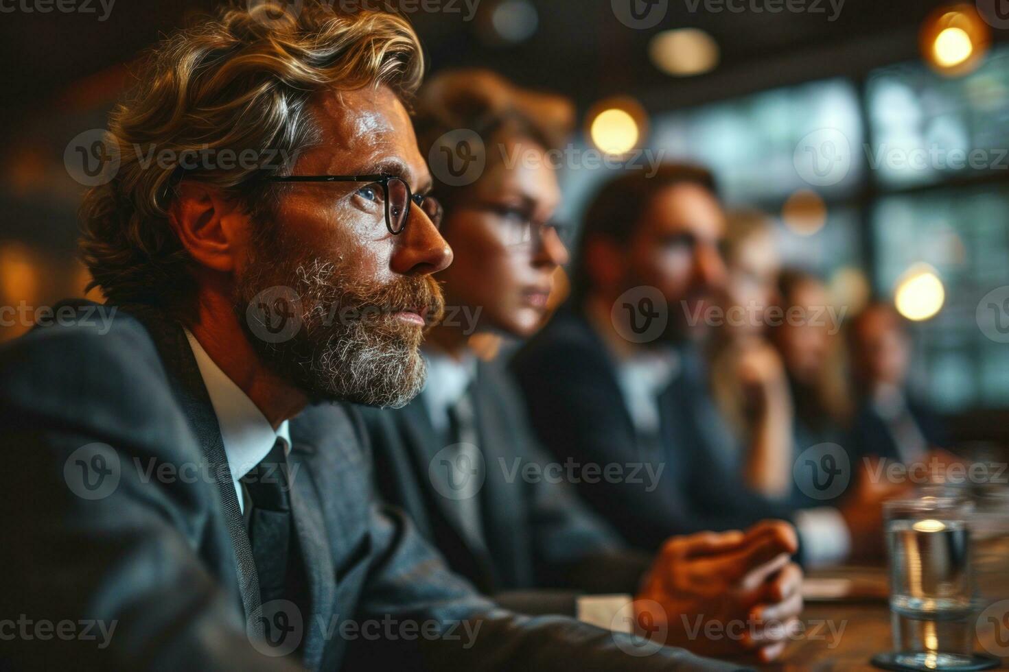 ai generado un grupo de profesionales que se discute asuntos en un reunión, negocio reunión imagen foto