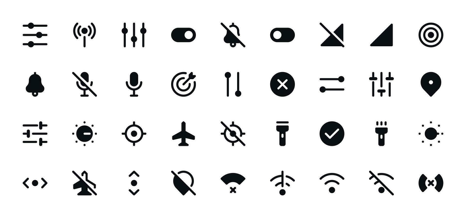 Toggles Icon Set Switches, Controls, Interface Toggle Symbols Vector