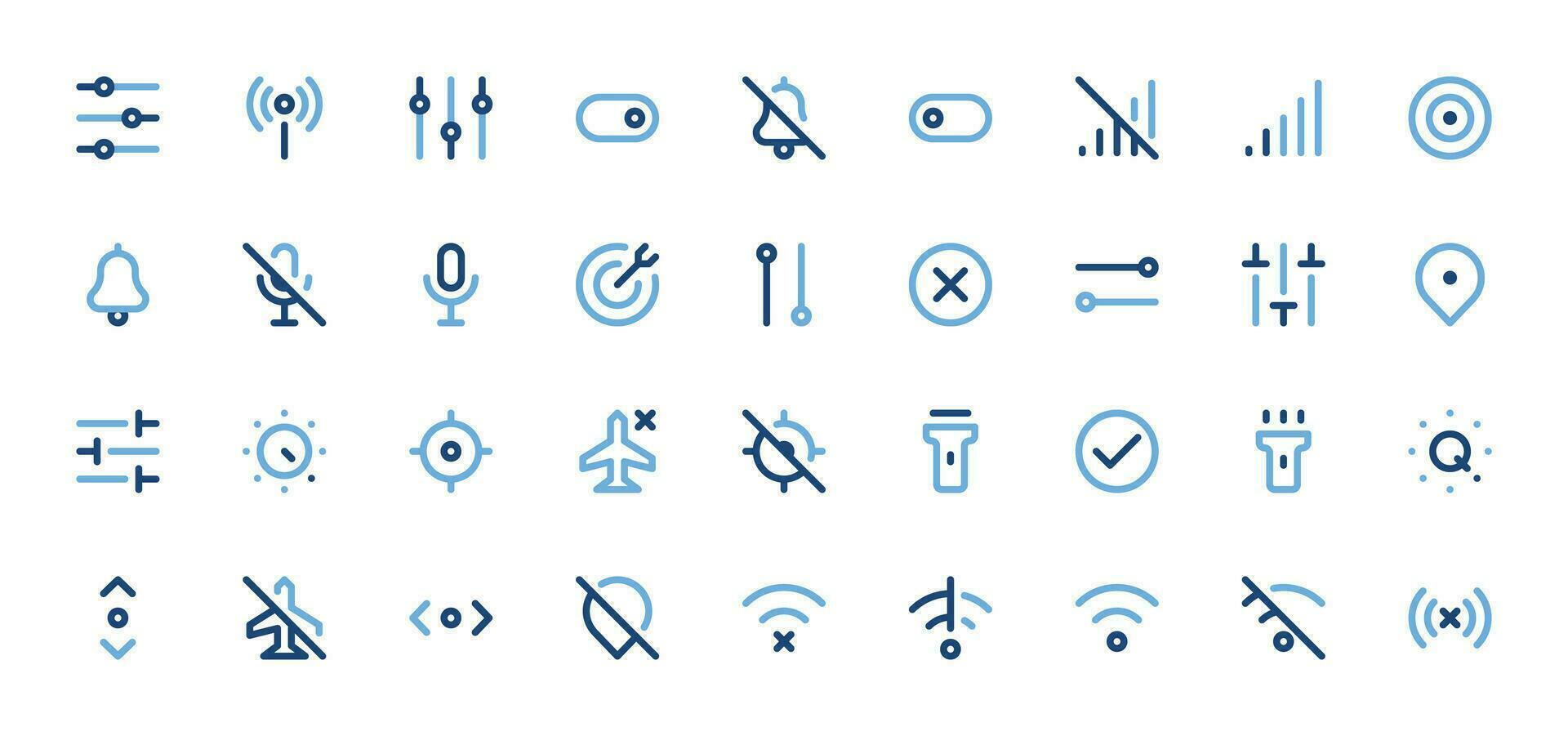 Toggles Icon Set - Switches, Controls, Interface Toggle Symbols Vector