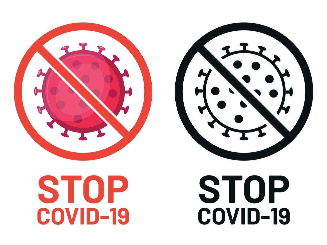 Stop covid-19 symbol of set attention outbreak vector