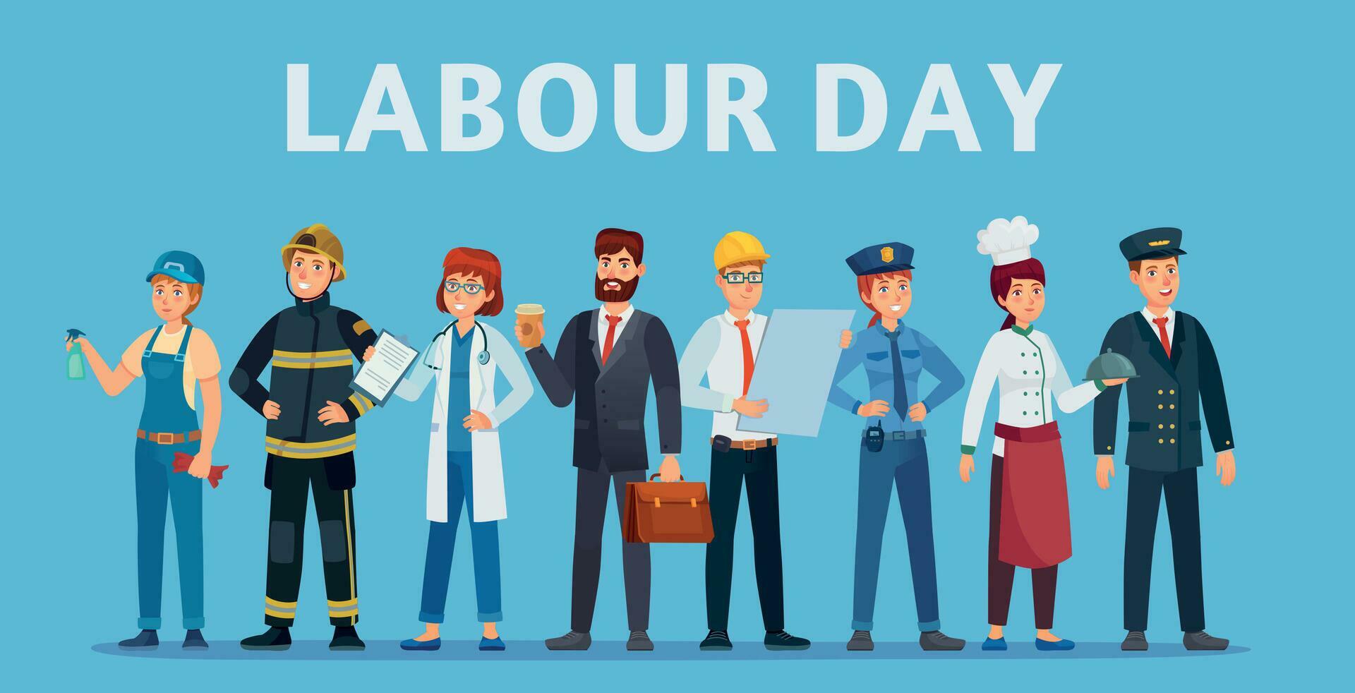 Labour day. Professional workers group, happy professionals of