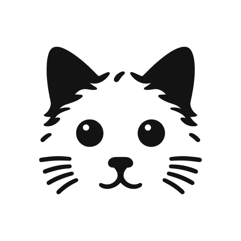 silueta de gato cara dibujos animados logo icono símbolo vector ilustración