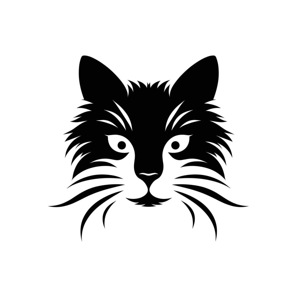 Silhouette of Cat face cartoon logo icon symbol vector illustration