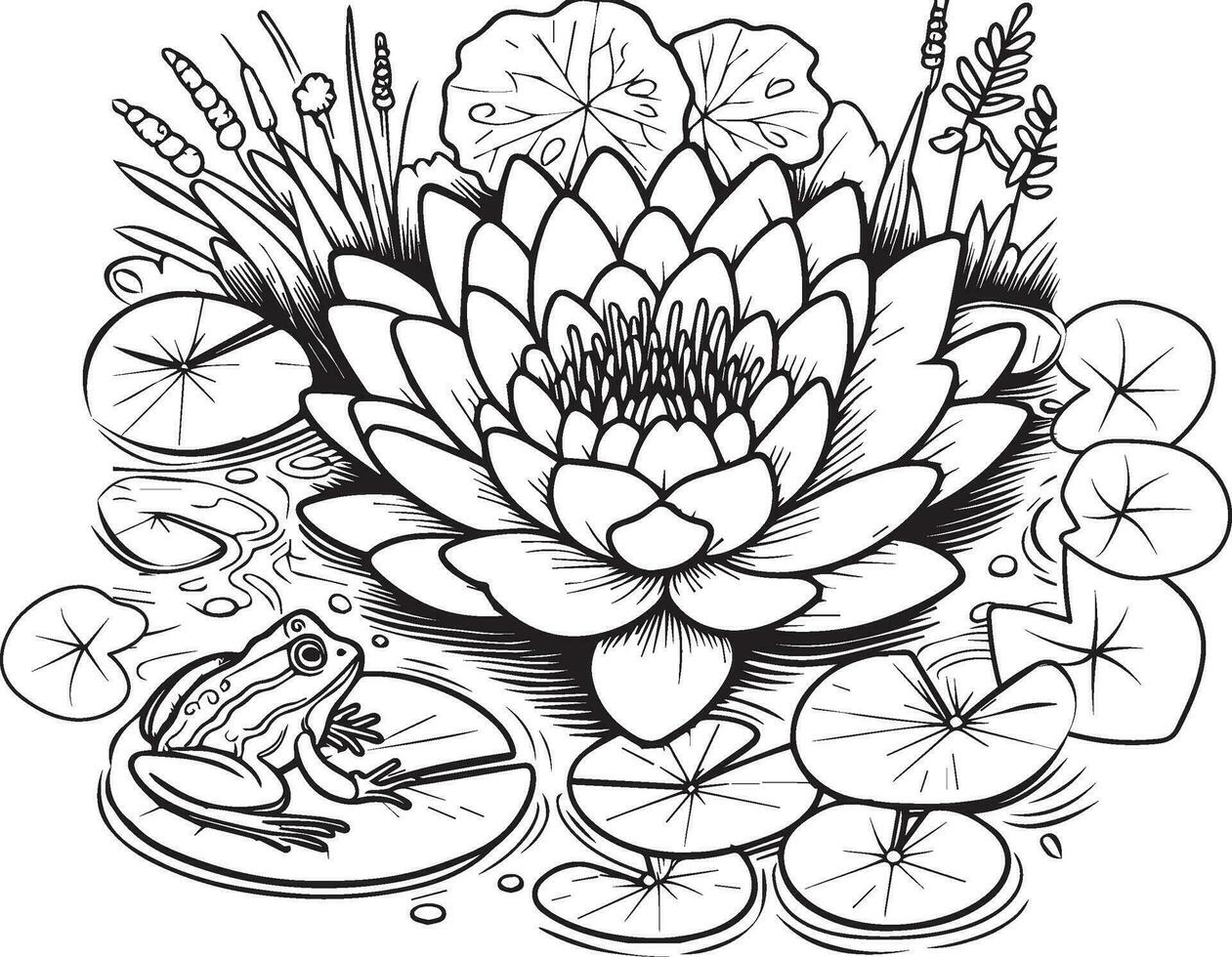 flores colorante páginas, y libro, vector lirio de agua bosquejo de, mano dibujado lirio de agua, botánico hoja brote ilustración grabado tinta Arte estilo. lirio de agua bosquejo. agua lirio dibujo de ramo