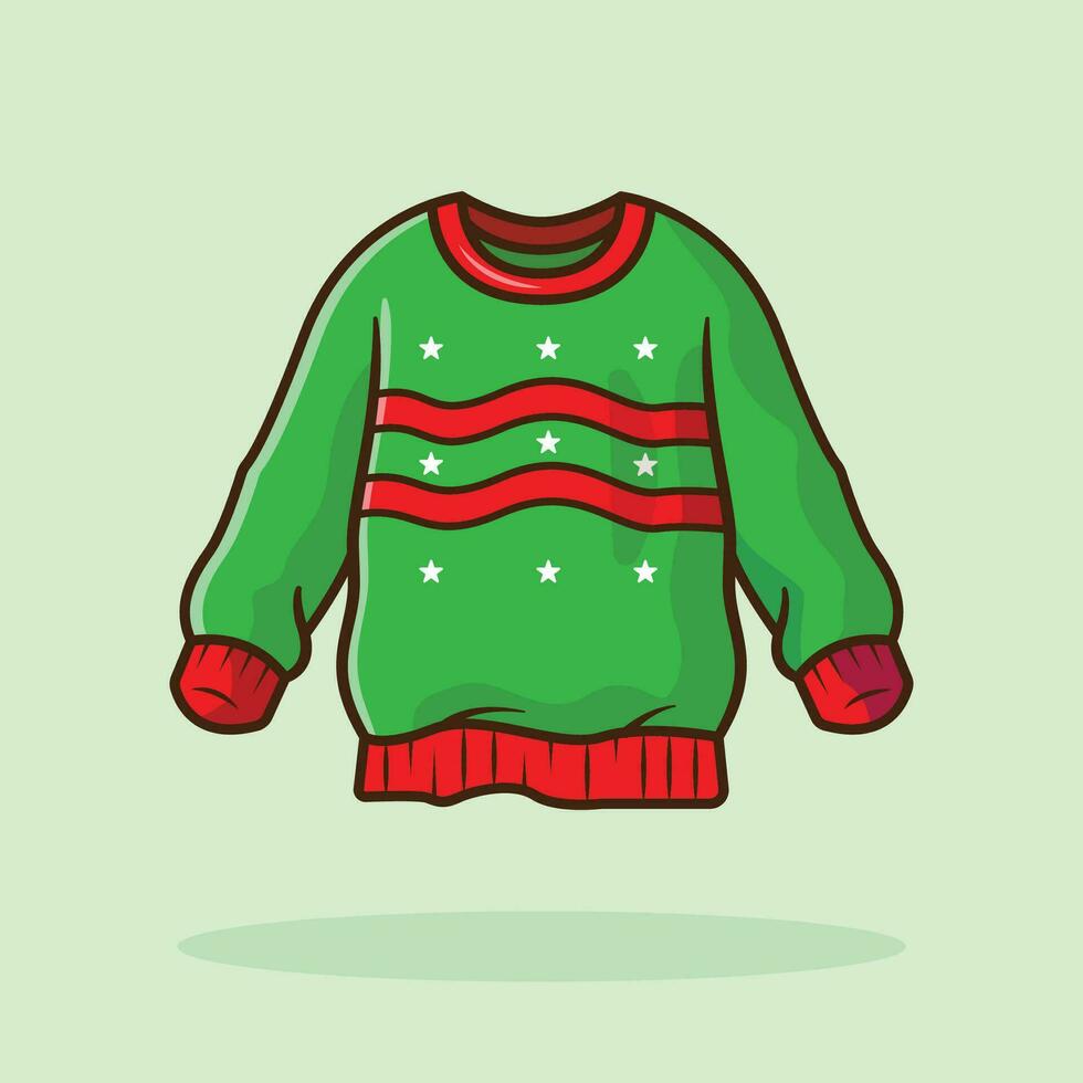 Navidad suéter verde vector