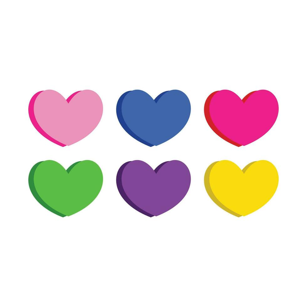 Set of colorful hearts on a white background. Vector illustration. Eps 10. Heart love icon symbol for element design valentine, wedding, happy, health and daily use