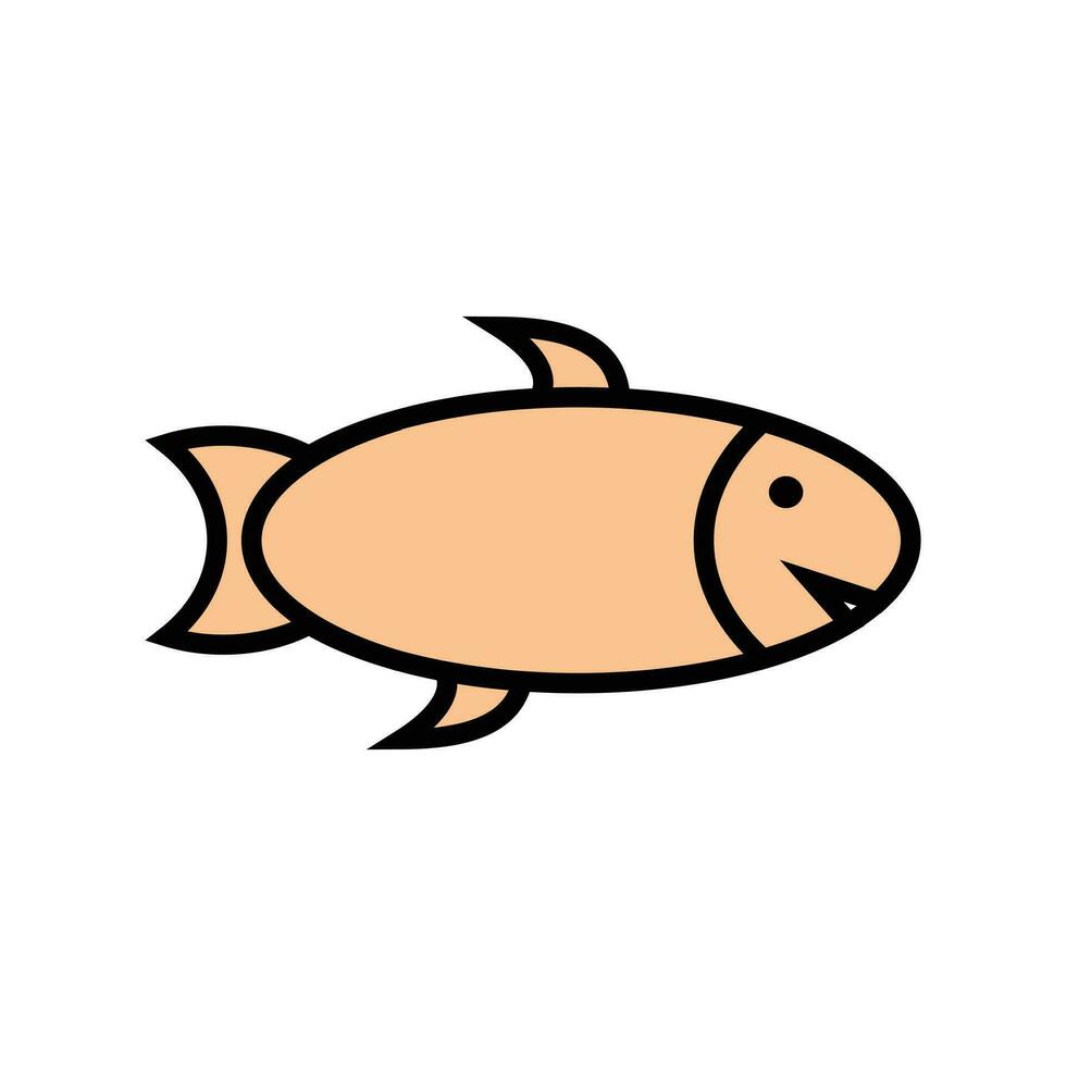 Fish vector illustration, Isolated flat design icon on white background. Element design of nature for cartoon book, children design illustration