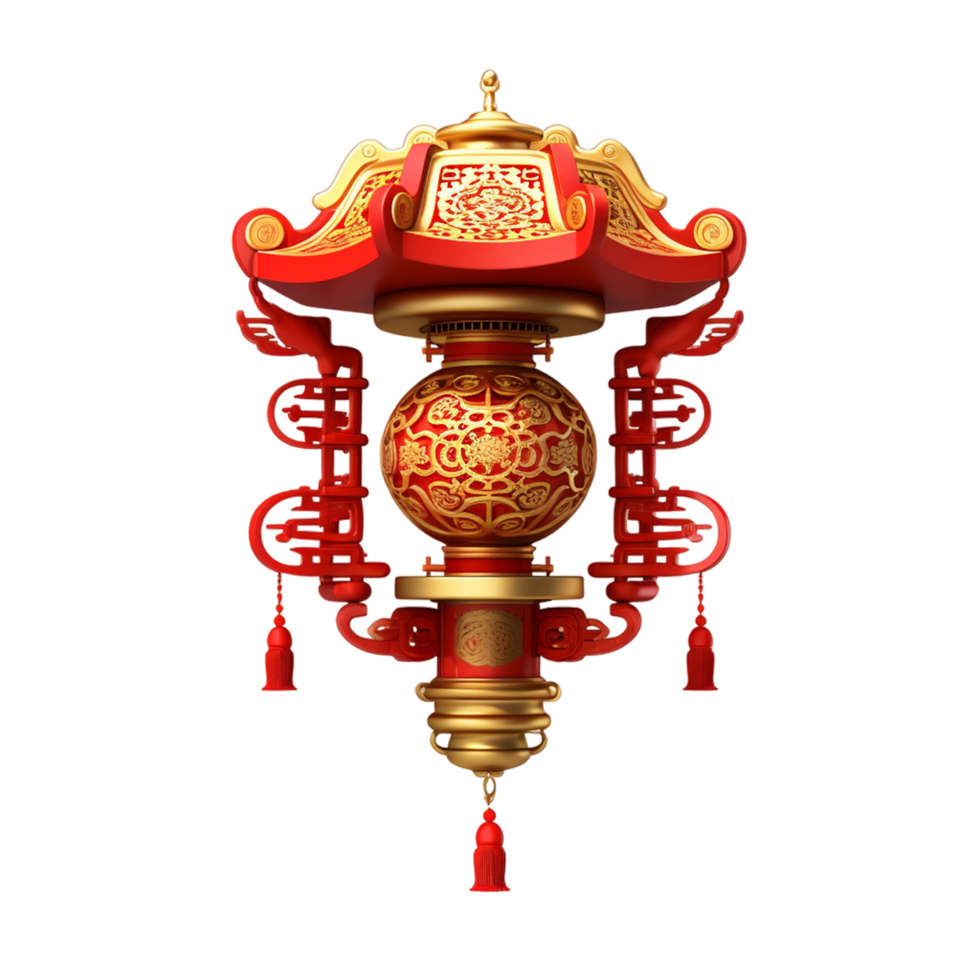 AI generated New Year Decoration Chinese Red Lantern png