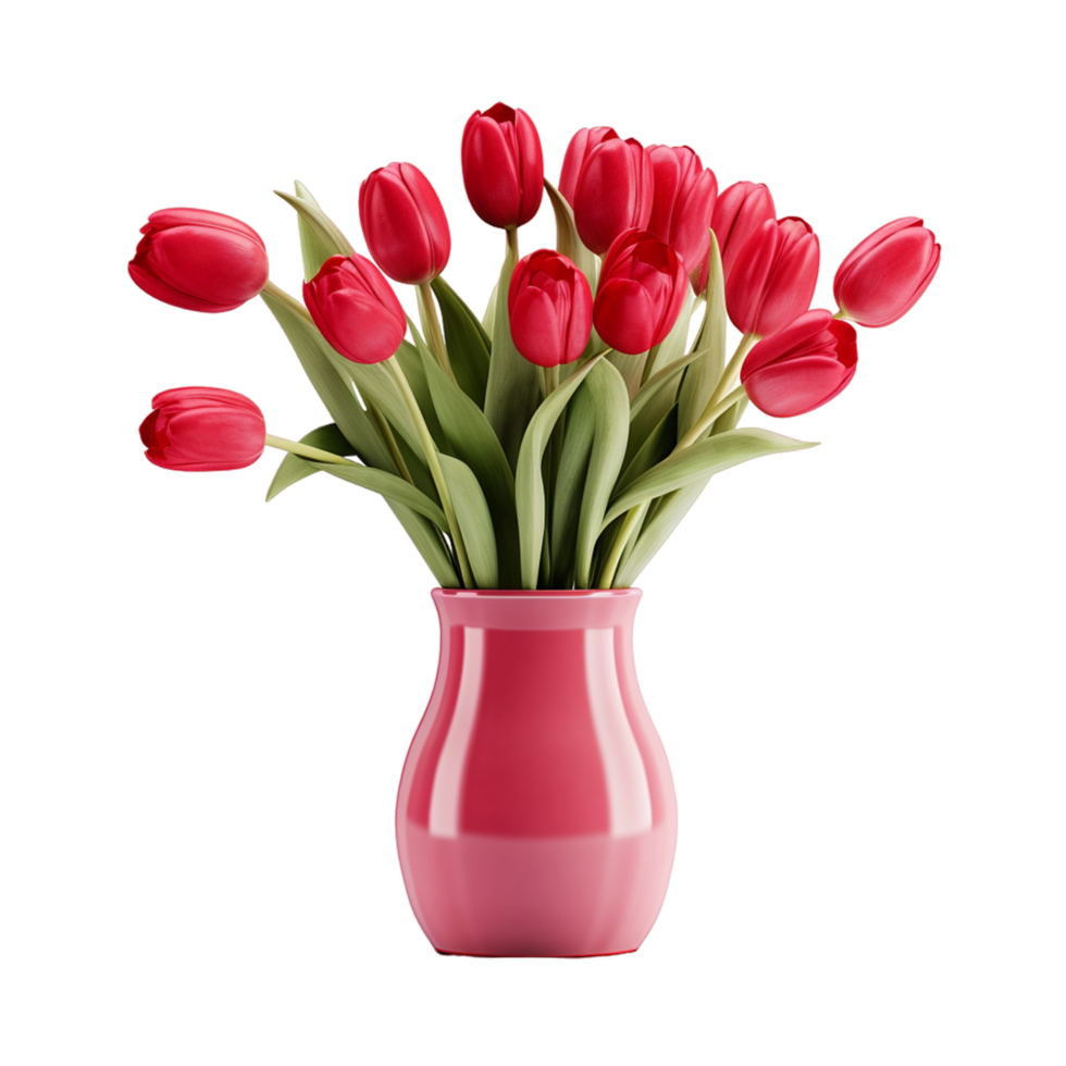 AI generated Red tulips in a flower pot png