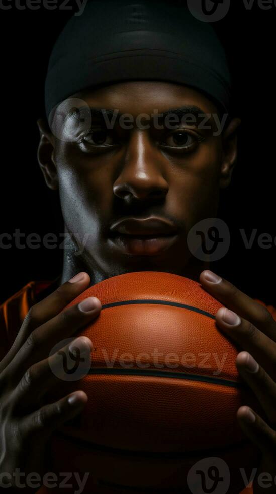 AI generated a basketball player holding a basketball in his hand photo