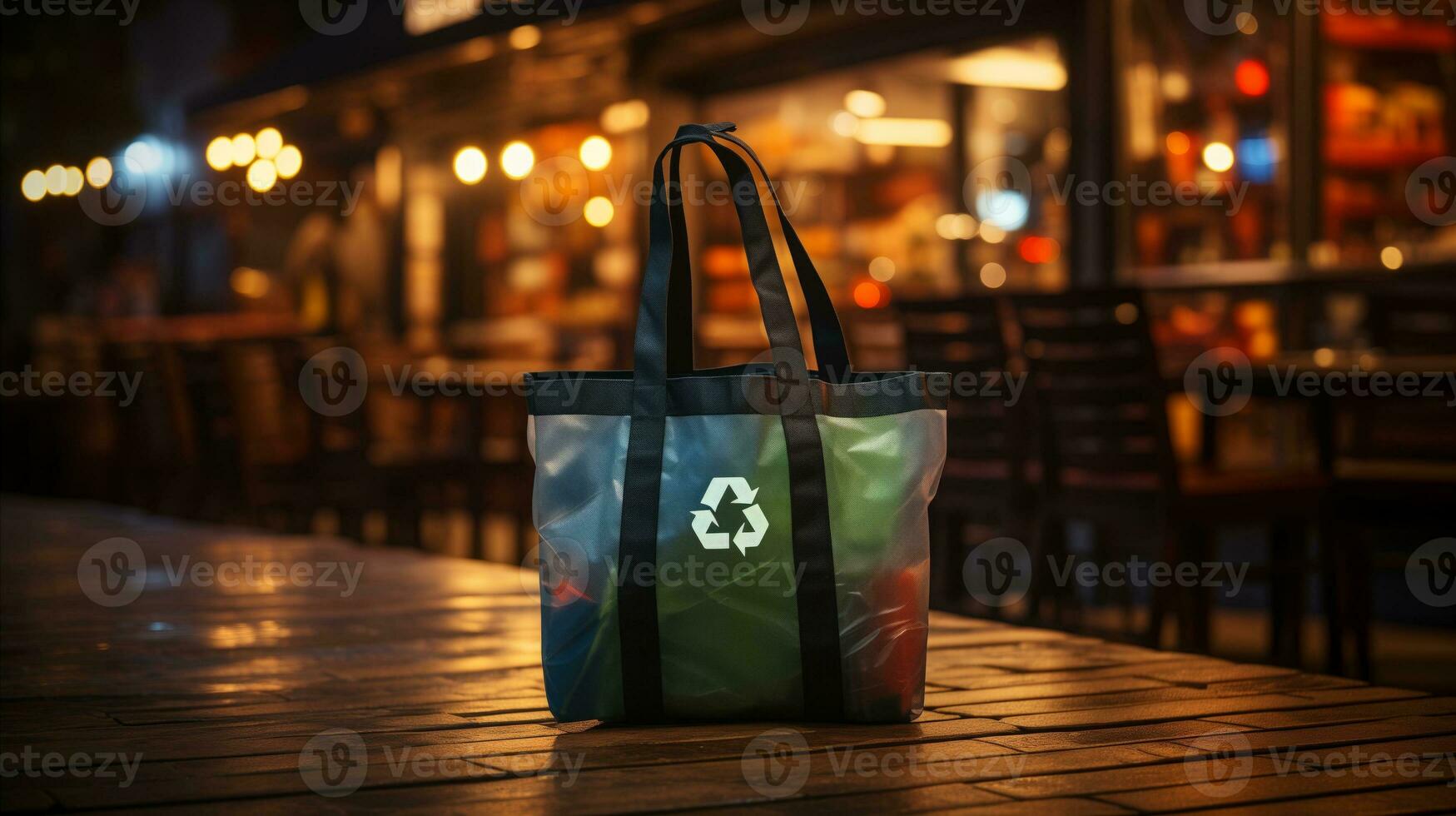 AI generated a green colored shopping bag with a recycle symbol photo