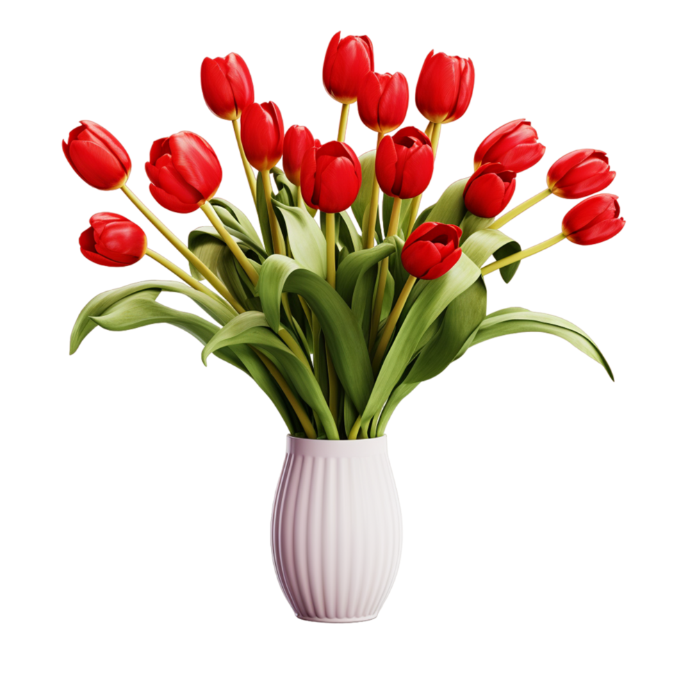 AI generated A vase of red tulips png