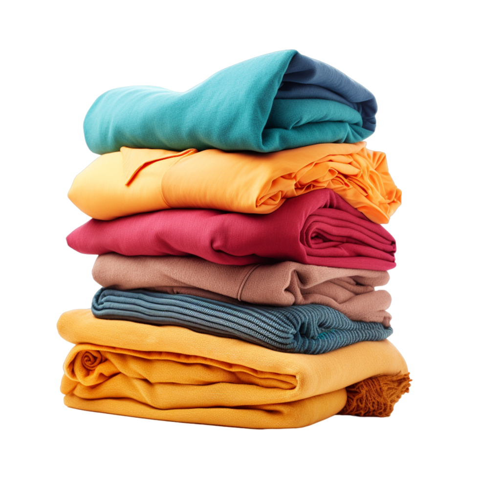AI generated Stack of colorful folded shirts png