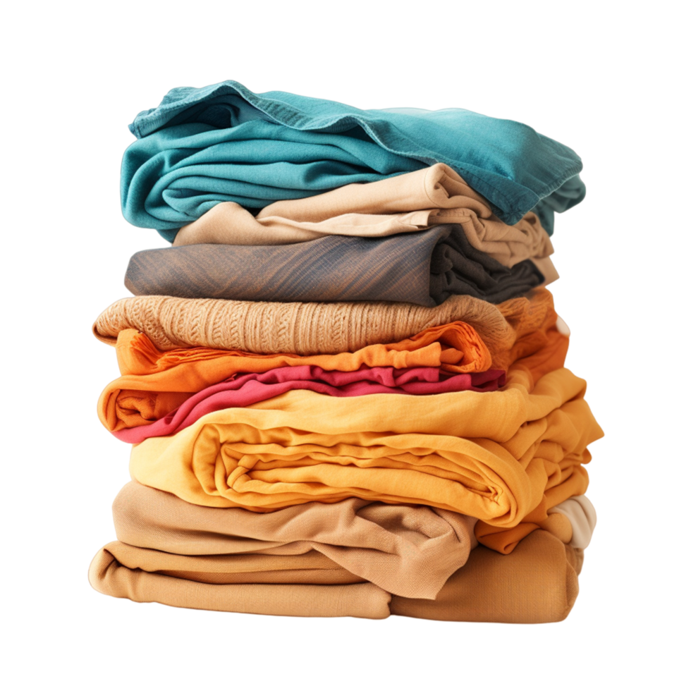 AI generated A Stack of colorful folded shirts png