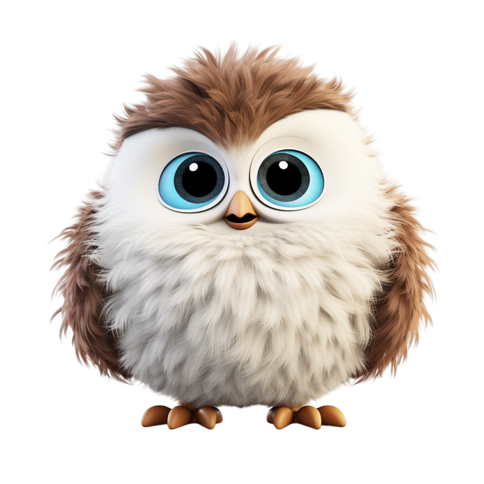 AI generated A small owl with big eyes and a furry fur png
