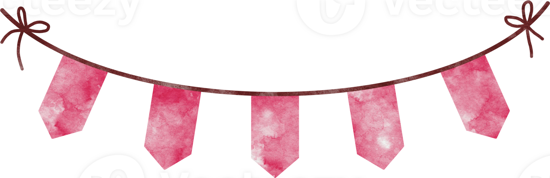 Valentine hanging pink flags watercolor png